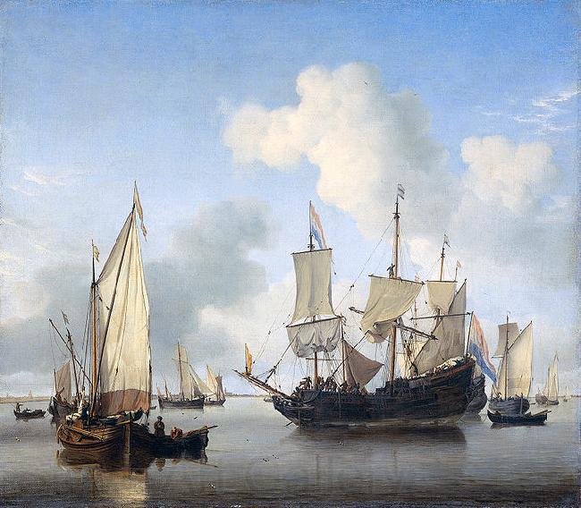 Willem Van de Velde The Younger Ships anchored offshore Germany oil painting art